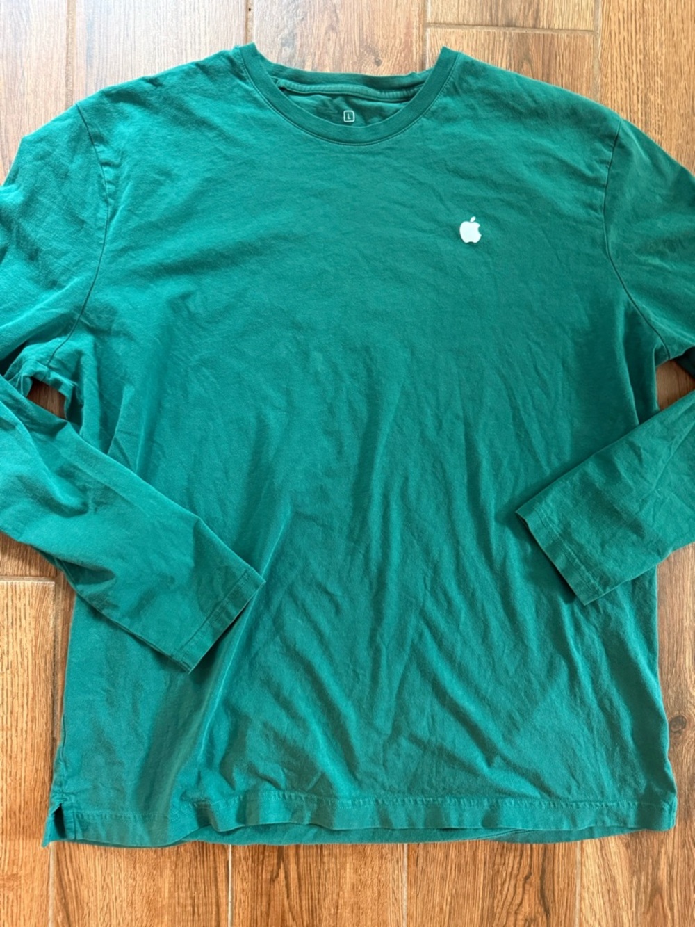 Apple forest Green Long Sleeve Logo Tee - Men's large